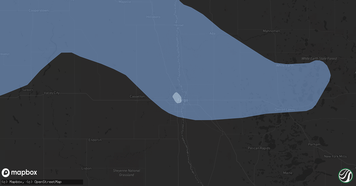 Hail map in Fargo, ND on June 10, 2021