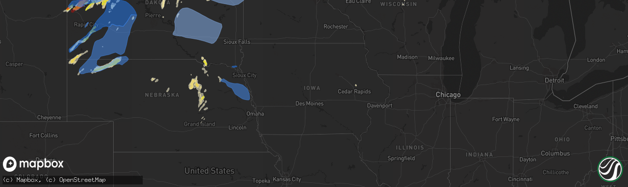 Hail map in Iowa on June 10, 2021