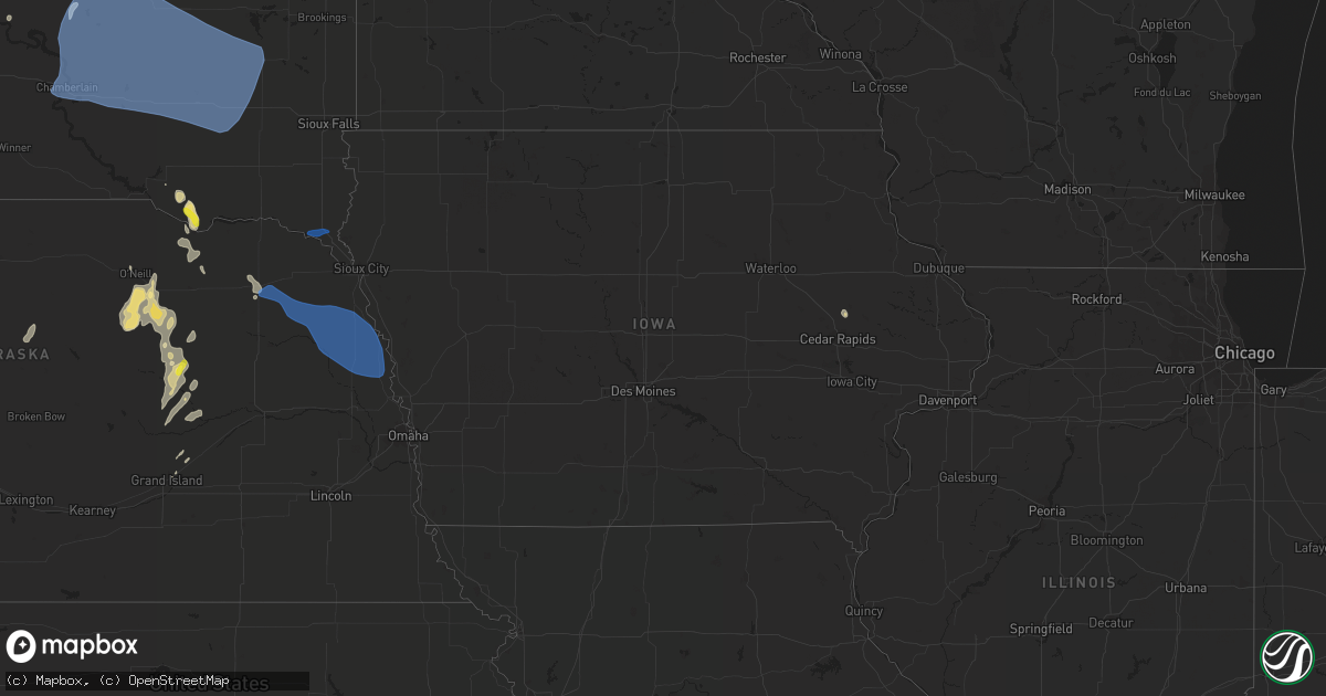 Hail map in Iowa on June 10, 2021