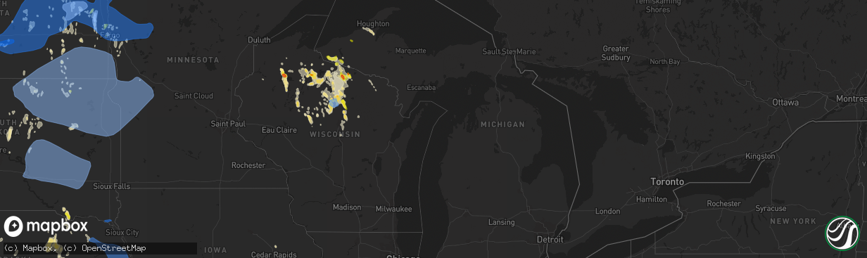 Hail map in Michigan on June 10, 2021