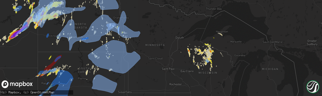 Hail map in Minnesota on June 10, 2021