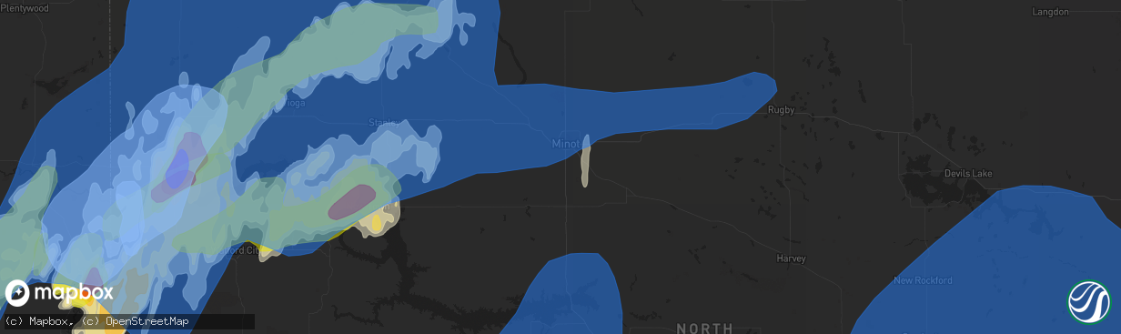 Hail map in Minot, ND on June 10, 2021