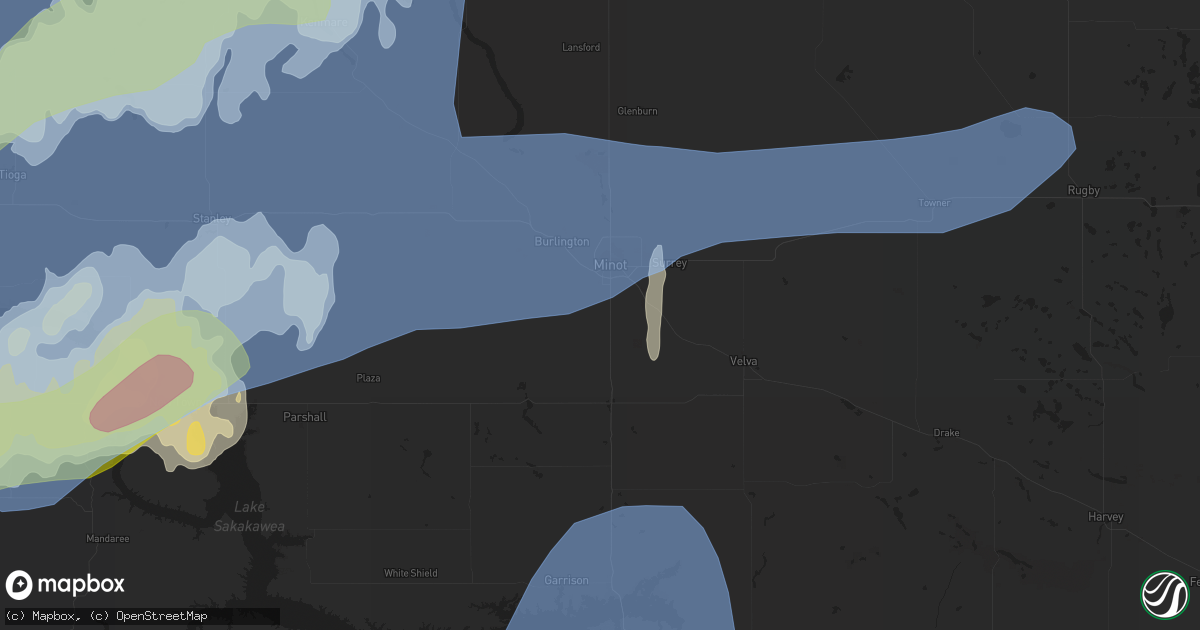 Hail map in Minot, ND on June 10, 2021