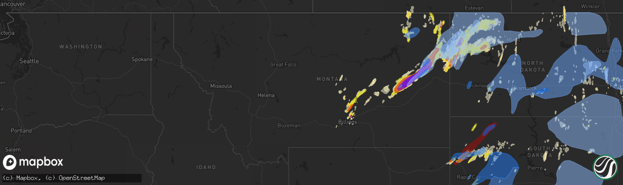 Hail map in Montana on June 10, 2021