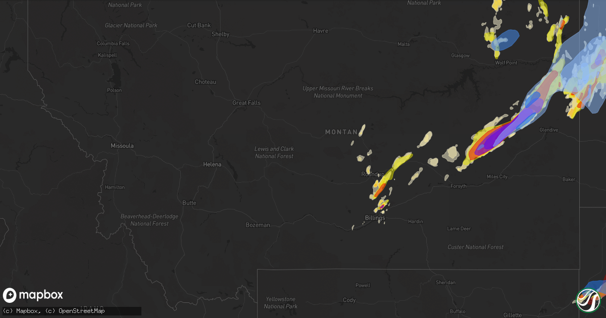Hail map in Montana on June 10, 2021