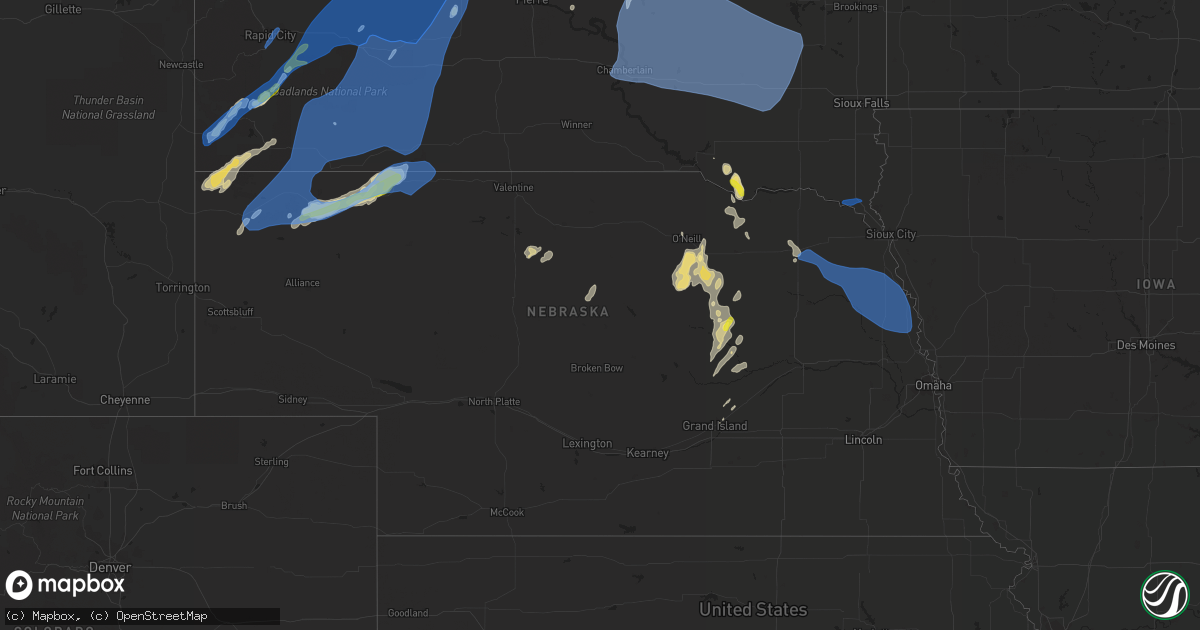 Hail map in Nebraska on June 10, 2021