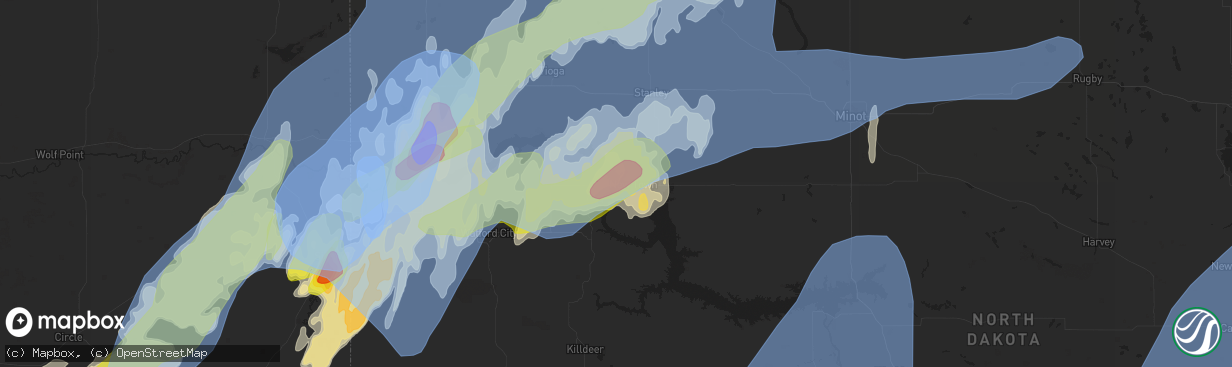 Hail map in New Town, ND on June 10, 2021