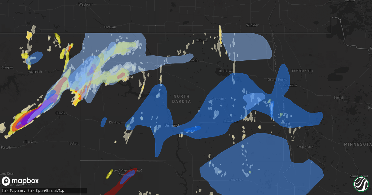 Hail map in North Dakota on June 10, 2021