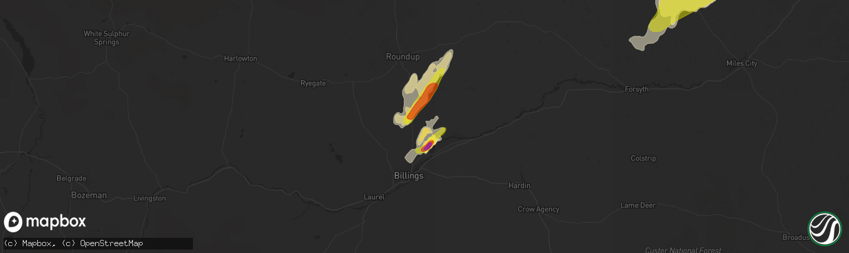 Hail map in Shepherd, MT on June 10, 2021