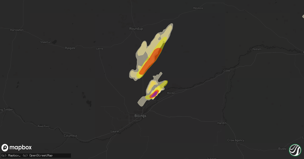 Hail map in Shepherd, MT on June 10, 2021