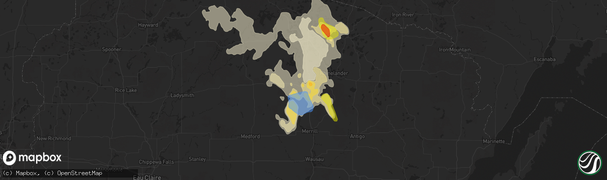 Hail map in Tomahawk, WI on June 10, 2021