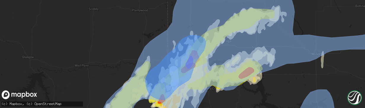 Hail map in Williston, ND on June 10, 2021