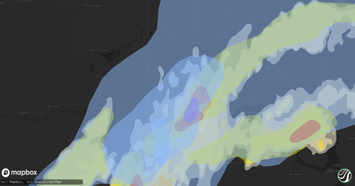 Hail map in Williston, ND on June 10, 2021