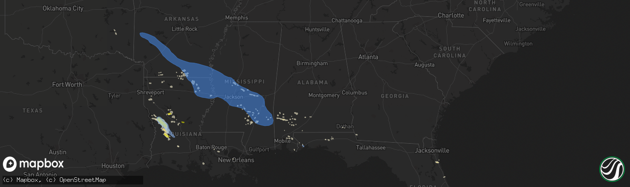 Hail map in Alabama on June 10, 2022