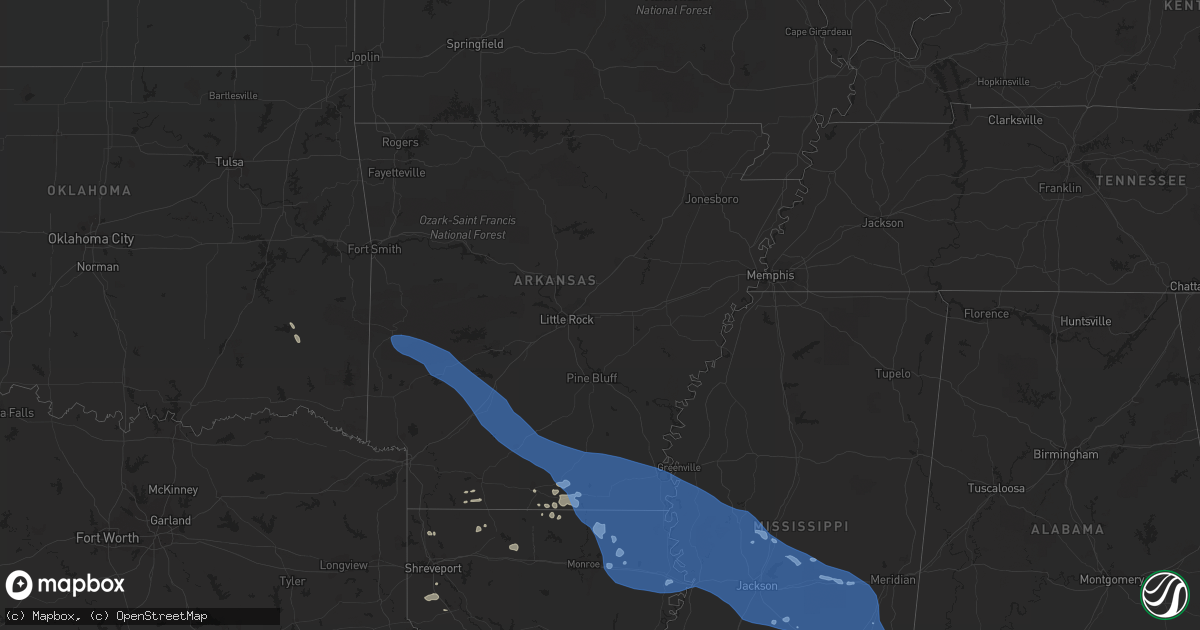 Hail map in Arkansas on June 10, 2022