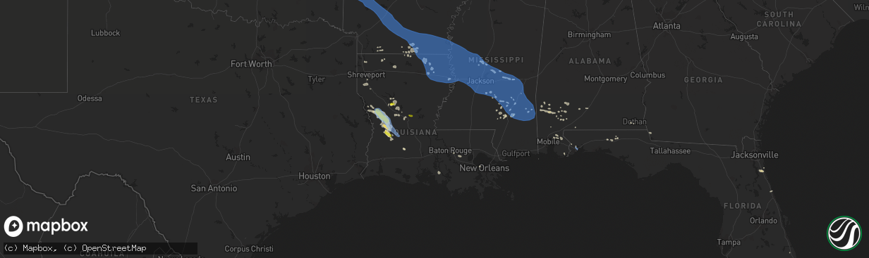 Hail map in Louisiana on June 10, 2022