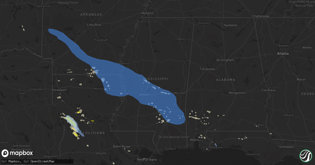 Hail map in Mississippi on June 10, 2022