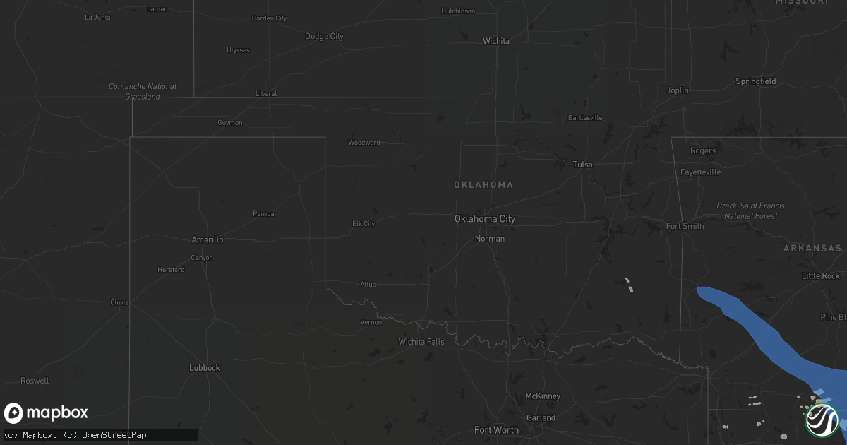 Hail map in Oklahoma on June 10, 2022