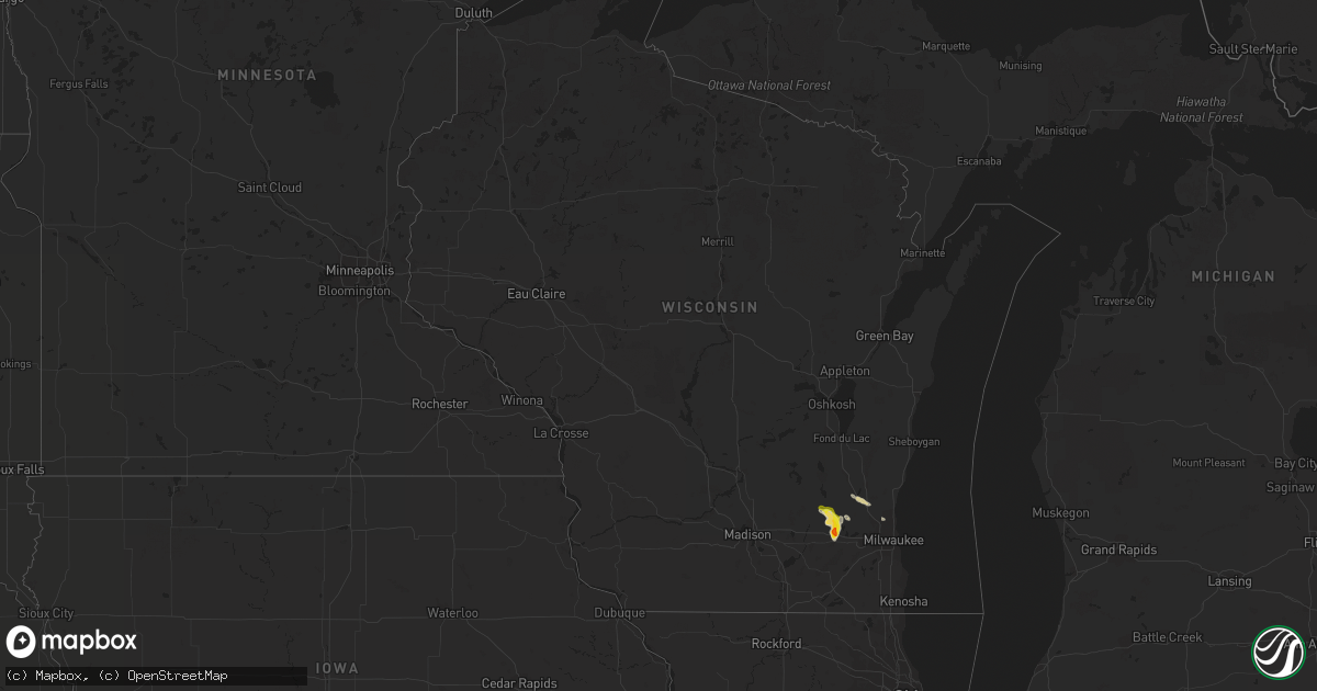 Hail map in Wisconsin on June 10, 2022