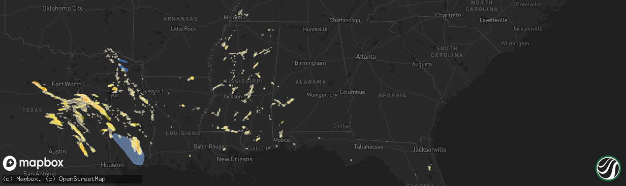 Hail map in Alabama on June 10, 2023