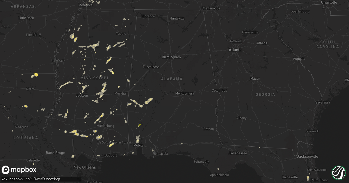 Hail map in Alabama on June 10, 2023