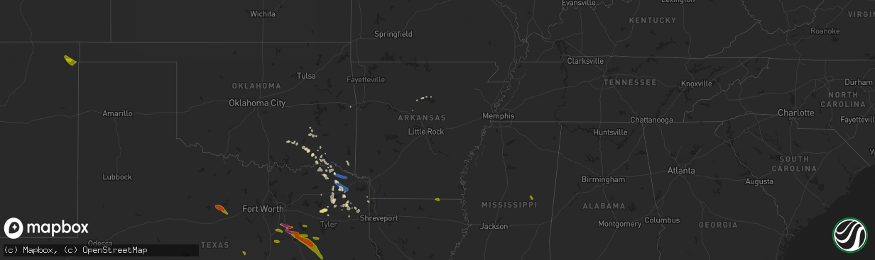 Hail map in Arkansas on June 10, 2023