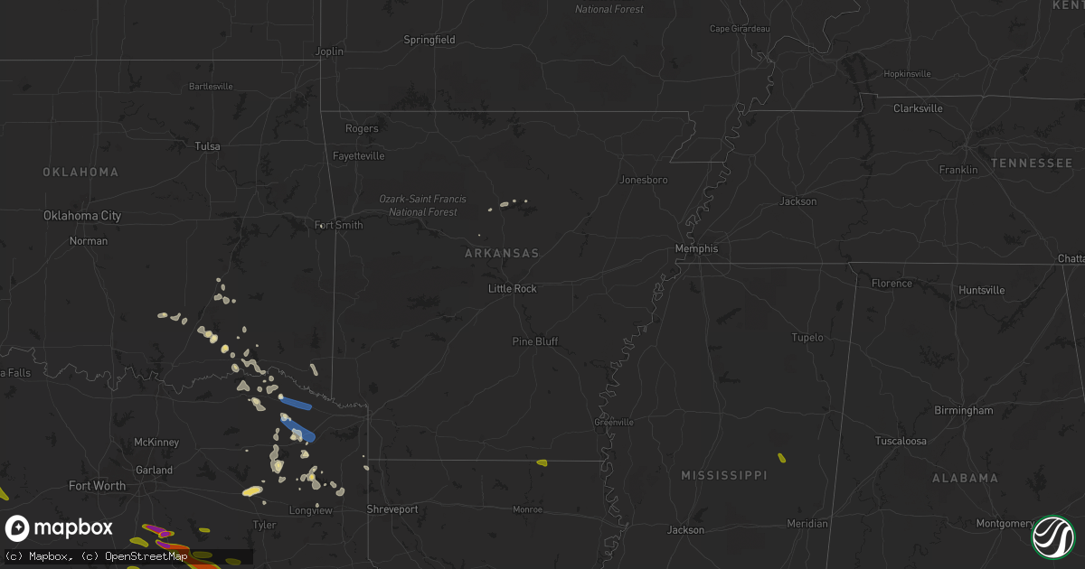 Hail map in Arkansas on June 10, 2023