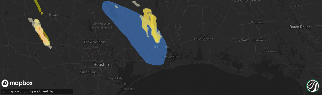 Hail map in Beaumont, TX on June 10, 2023