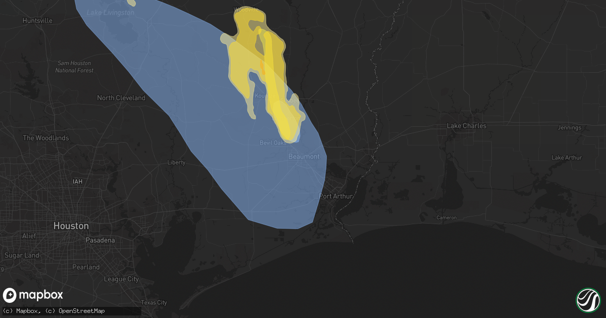 Hail map in Beaumont, TX on June 10, 2023
