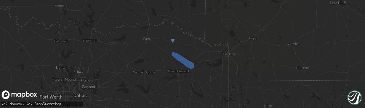 Hail map in Bogata, TX on June 10, 2023