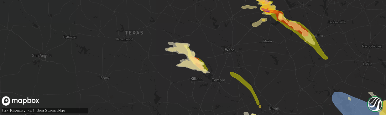 Hail map in Gatesville, TX on June 10, 2023