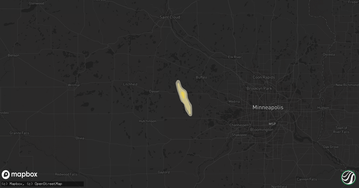 Hail map in Howard Lake, MN on June 10, 2023