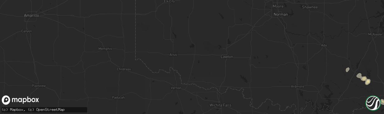 Hail map in Hugo, OK on June 10, 2023