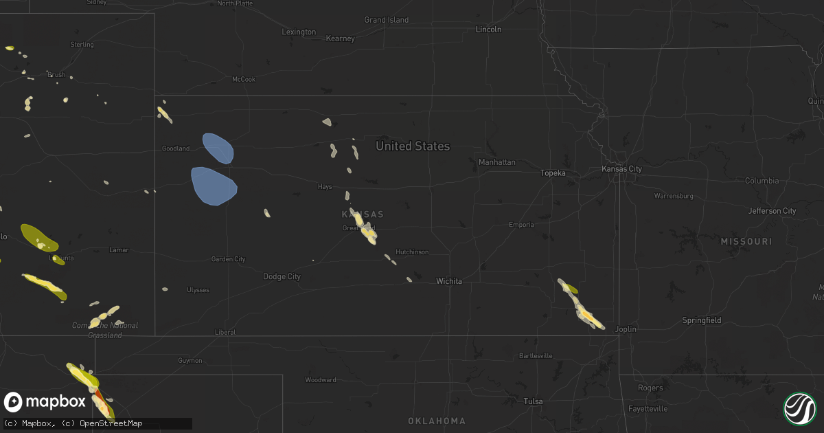 Hail map in Kansas on June 10, 2023