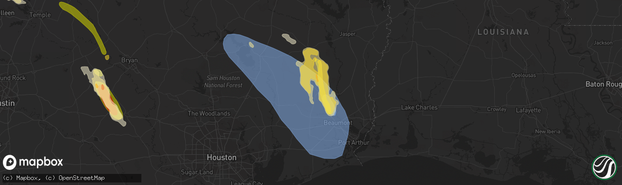 Hail map in Kountze, TX on June 10, 2023