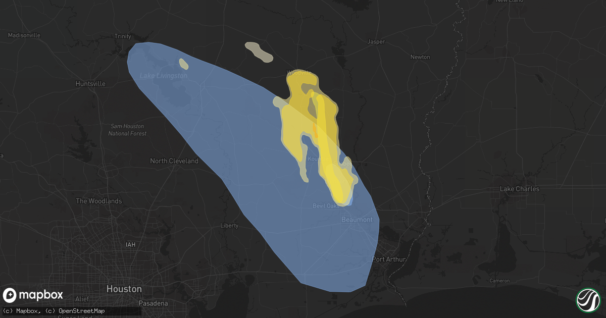 Hail map in Kountze, TX on June 10, 2023