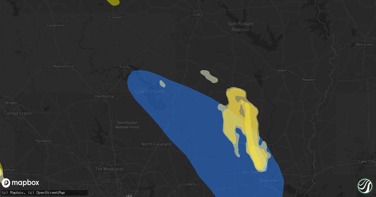 Hail map in Livingston, TX on June 10, 2023
