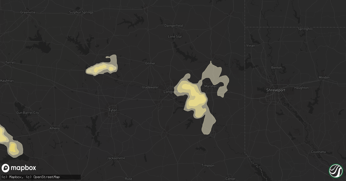 Hail map in Longview, TX on June 10, 2023