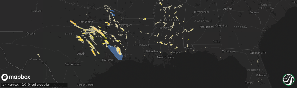 Hail map in Louisiana on June 10, 2023