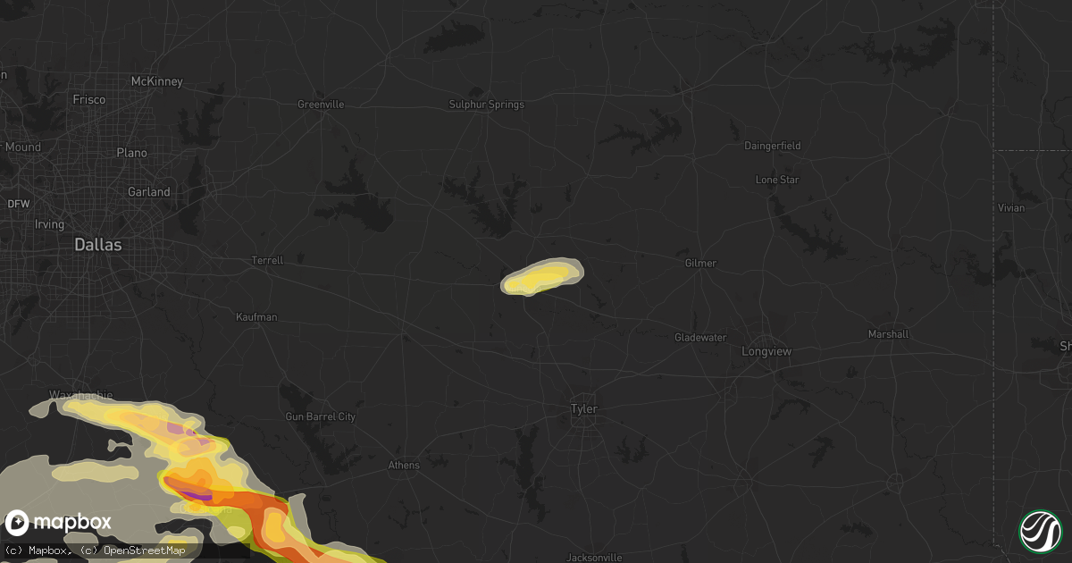 Hail map in Mineola, TX on June 10, 2023