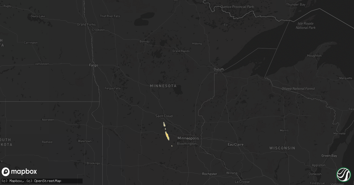Hail map in Minnesota on June 10, 2023