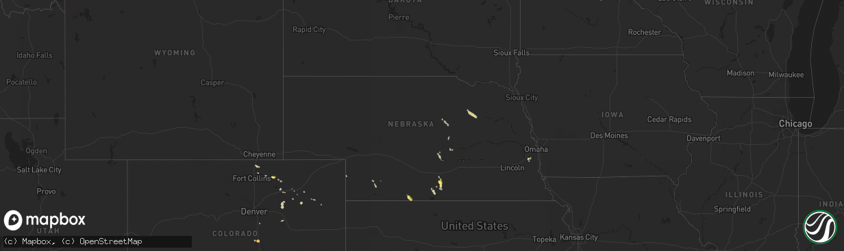 Hail map in Nebraska on June 10, 2023