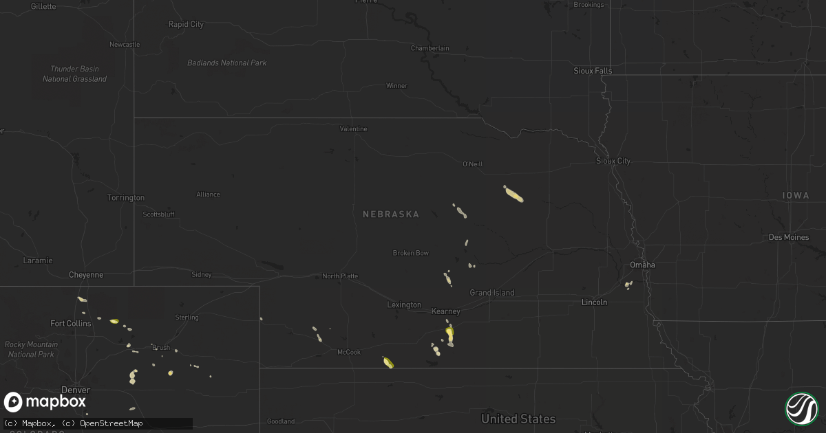 Hail map in Nebraska on June 10, 2023