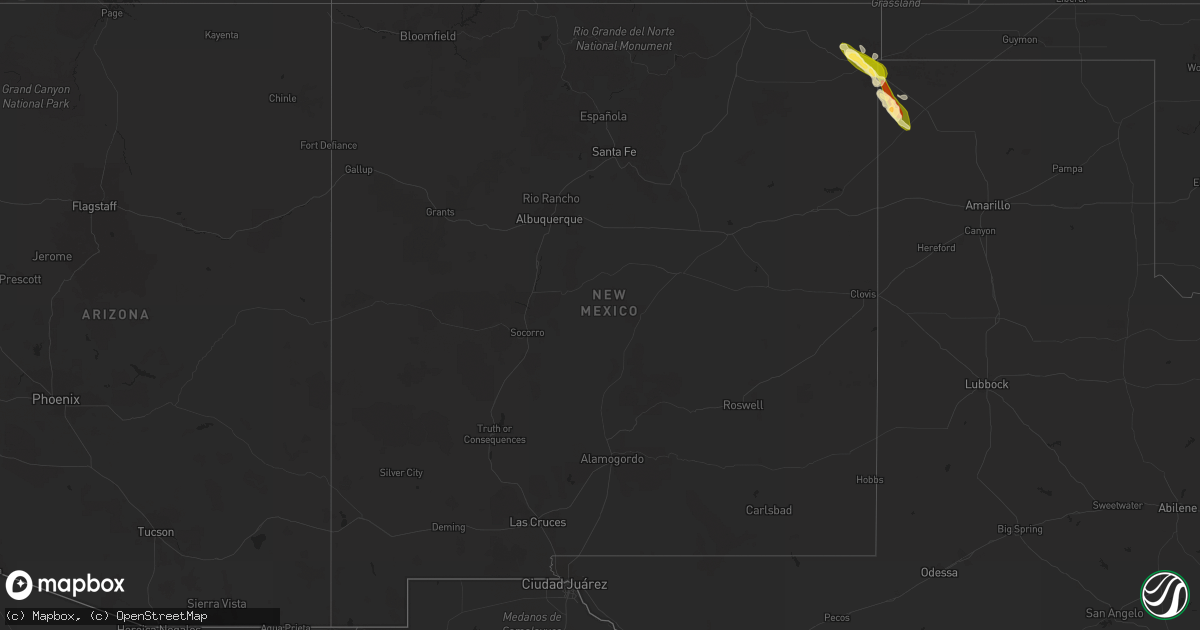 Hail map in New Mexico on June 10, 2023