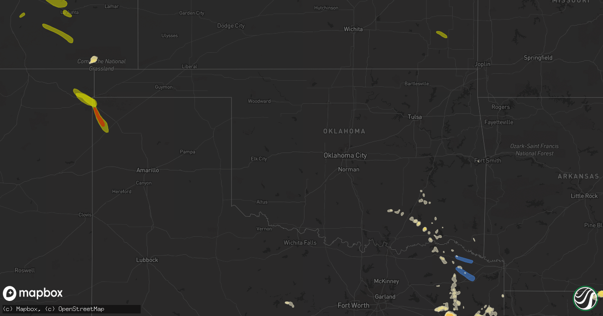 Hail map in Oklahoma on June 10, 2023