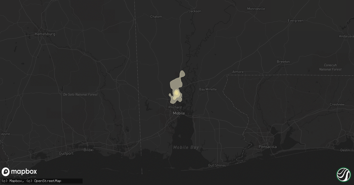 Hail map in Satsuma, AL on June 10, 2023