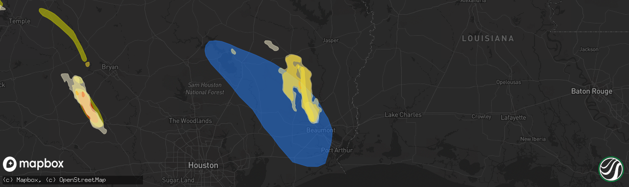 Hail map in Silsbee, TX on June 10, 2023