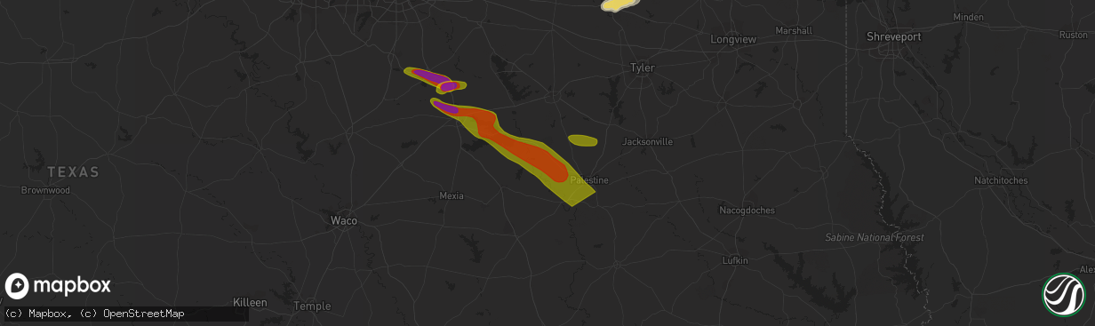 Hail map in Tennessee Colony, TX on June 10, 2023