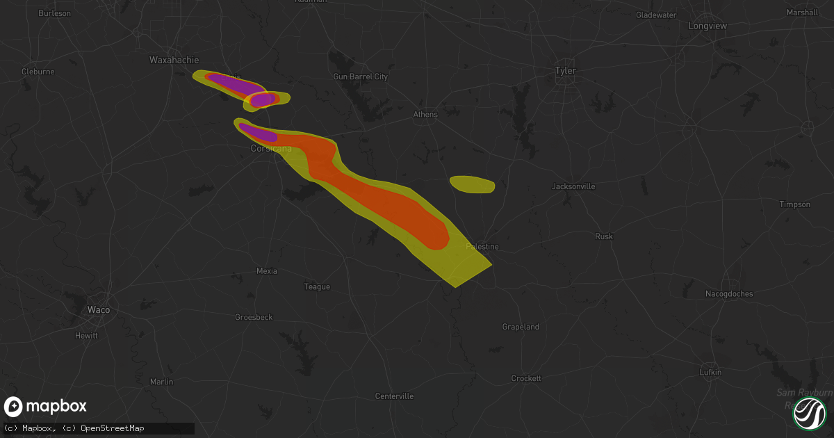 Hail map in Tennessee Colony, TX on June 10, 2023