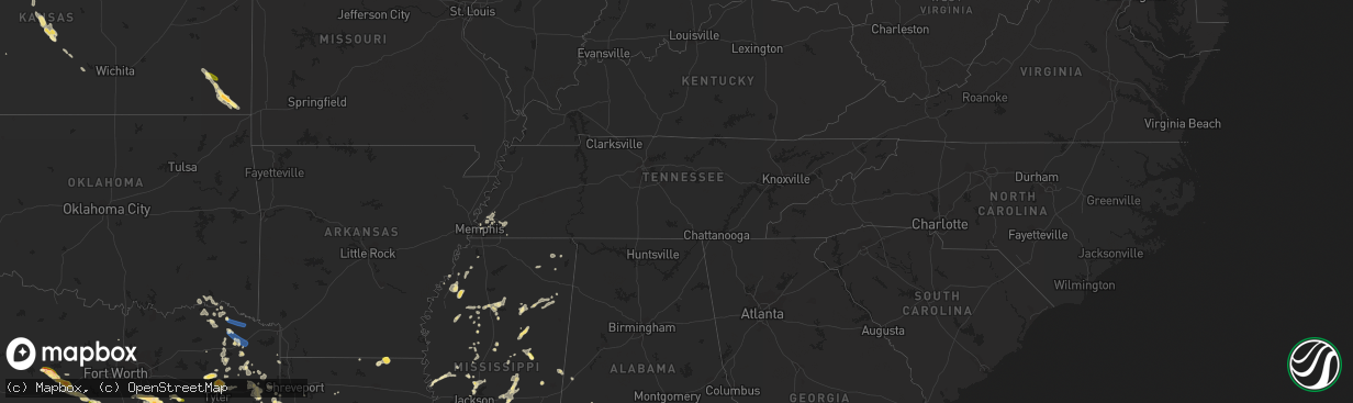 Hail map in Tennessee on June 10, 2023